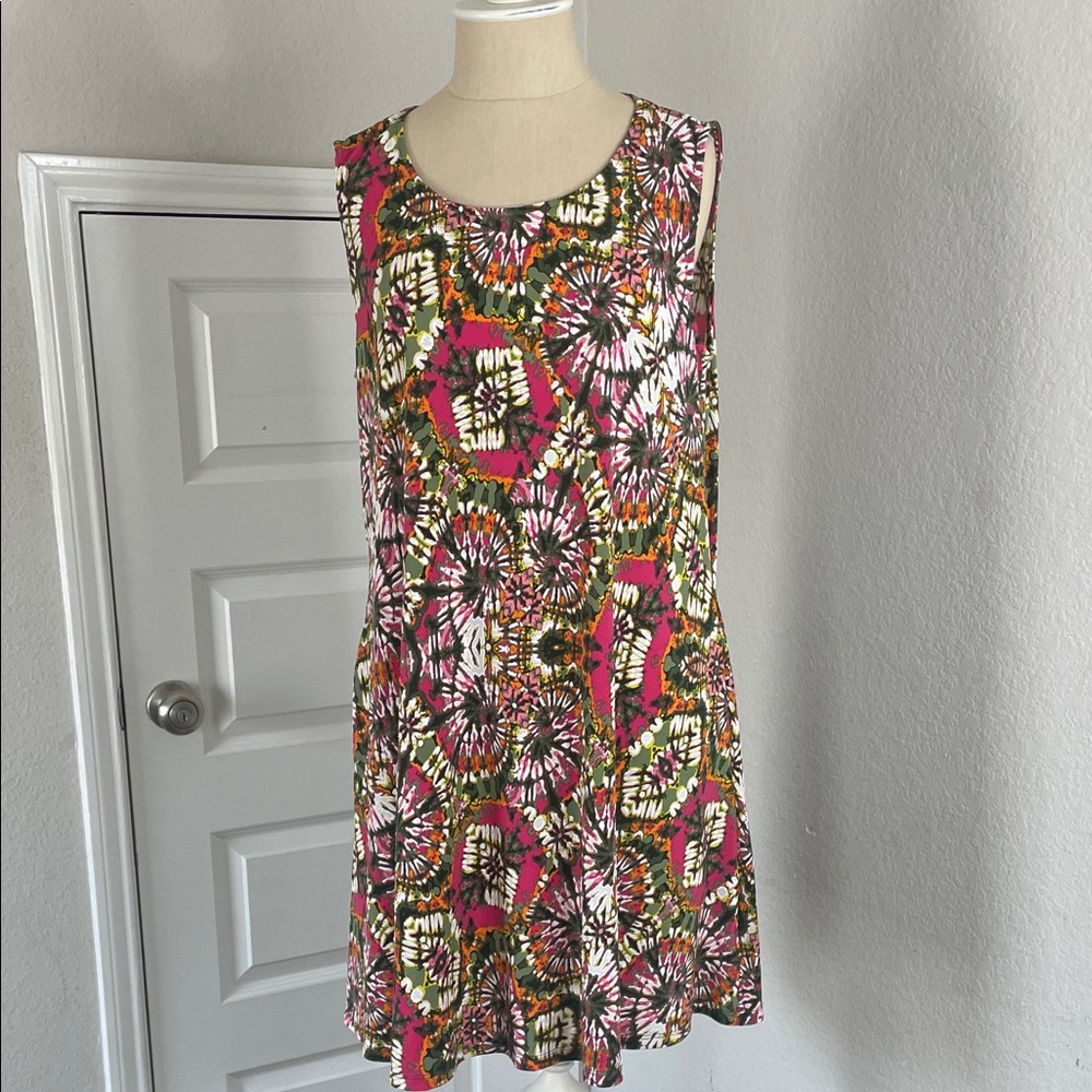 Vintage Nina Leonard Multicolor Sleeveless Mini Dress